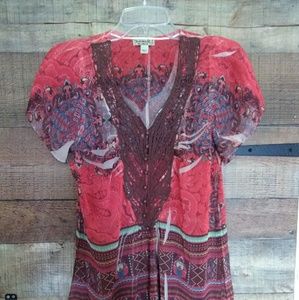 💖One World Sheer BOHO Peasant Size S Blouse Top